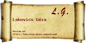 Lebovics Géza névjegykártya